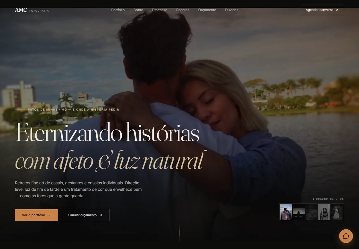 Página do projeto AMC Fotografia